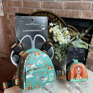 Loungefly Disney Dog M Backpack Collar Snack Bag Set Teal and Orange